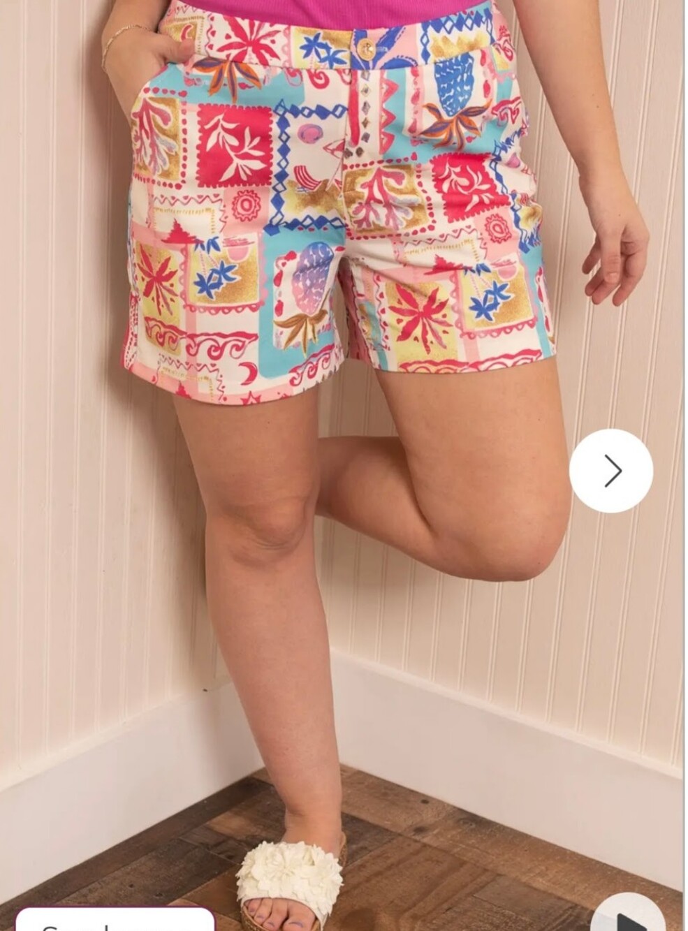 Dear Scarlett Tropical Patchwork Shorts in Pink & Blue L And M Available - Picture 10 of 10